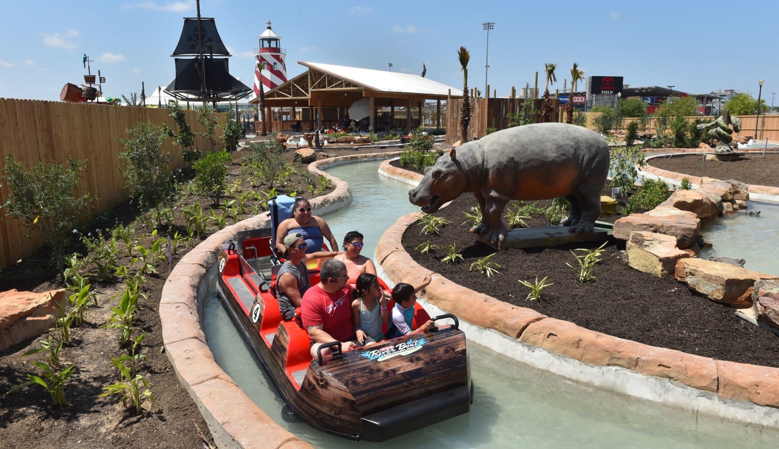The family is enjoying the creek, hippos and leisure time