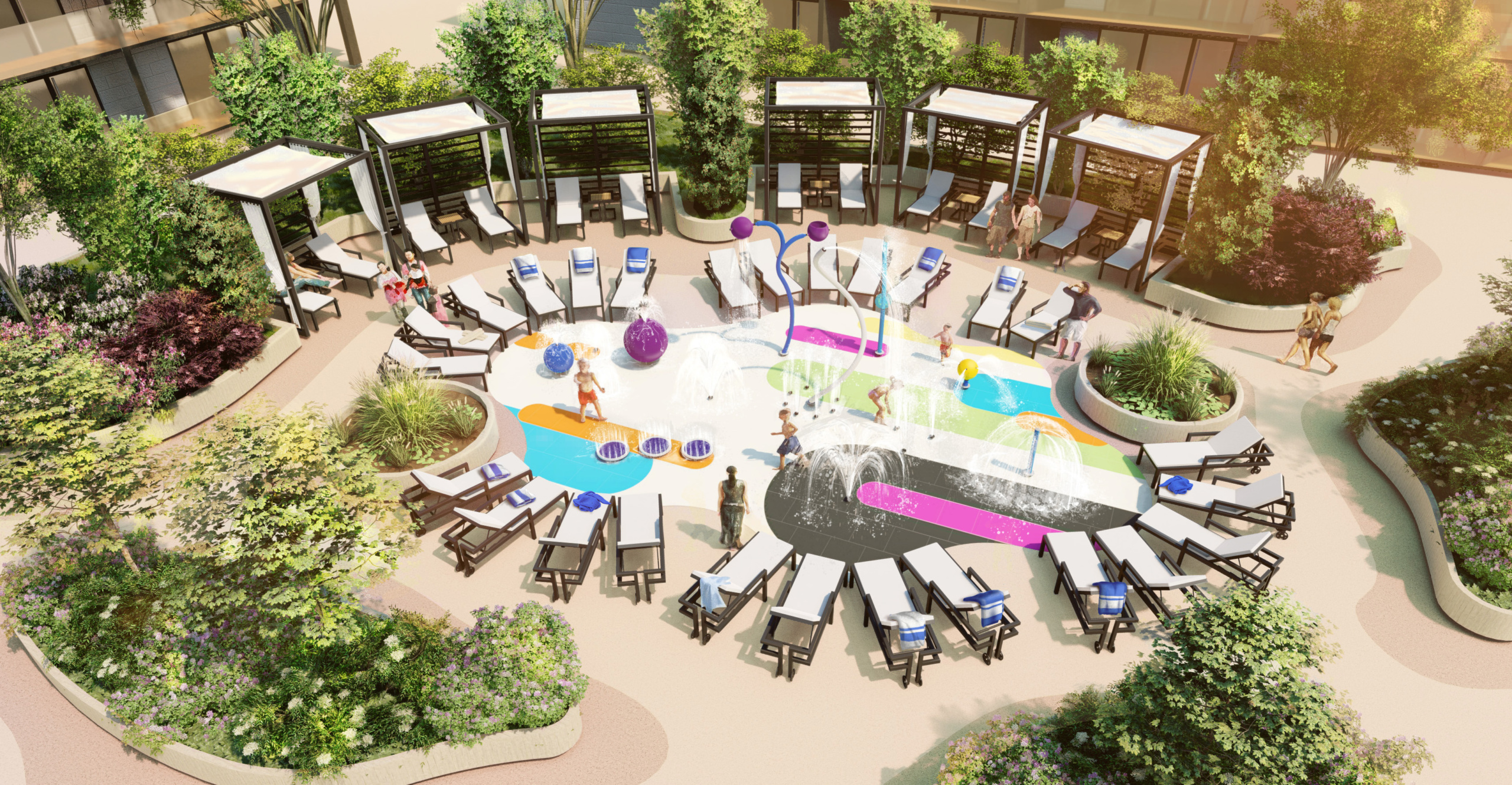 A design drawing of building AquaForms in the resort area