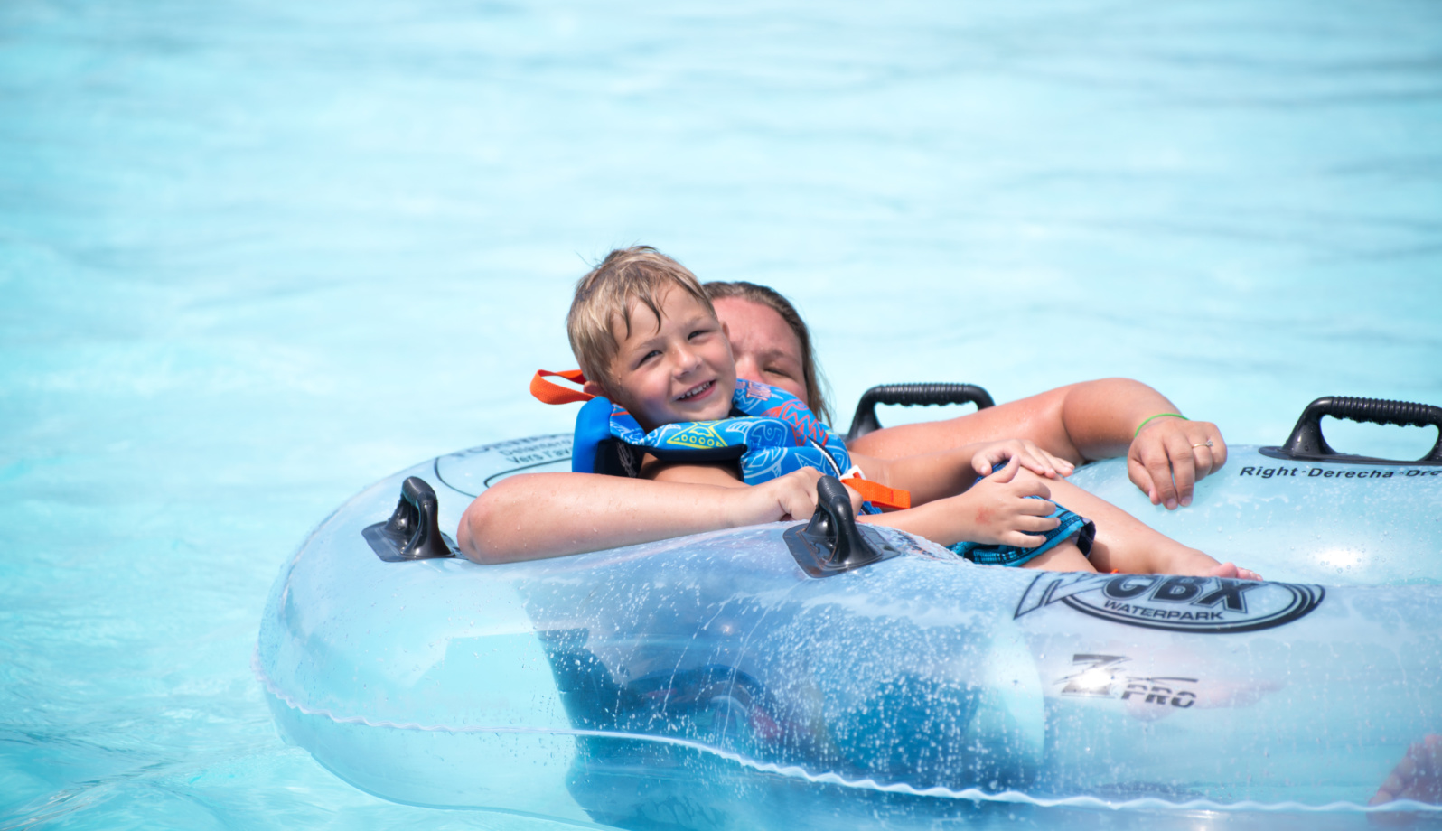 Little boy on an air raft