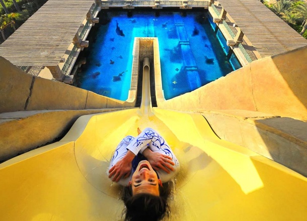 Best and most fun Freefall Water Slide by WhiteWater West, Aquaventure Water Park, Atlantis The Palm, Dubai, UAE