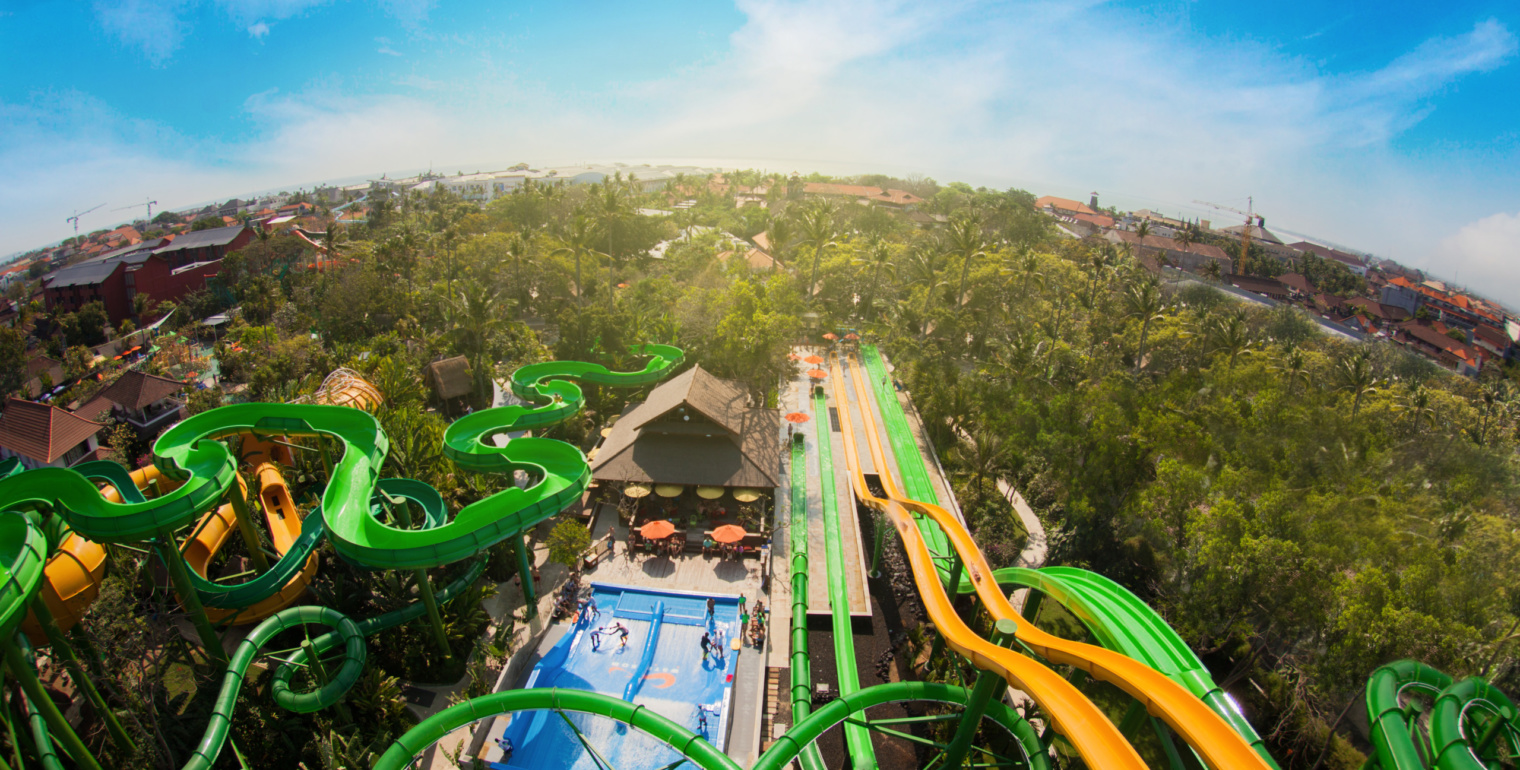 A picture of a water park with various facilities