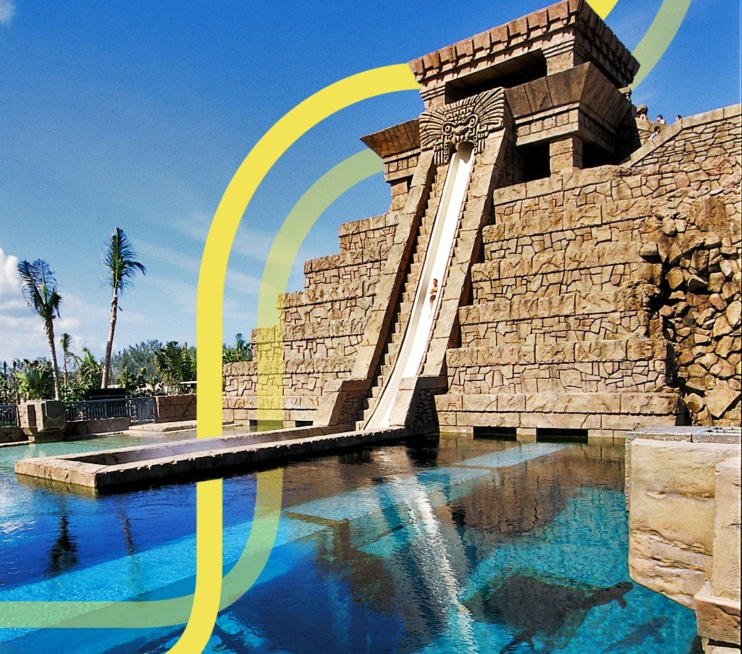 A Mayan pyramid-style water slide