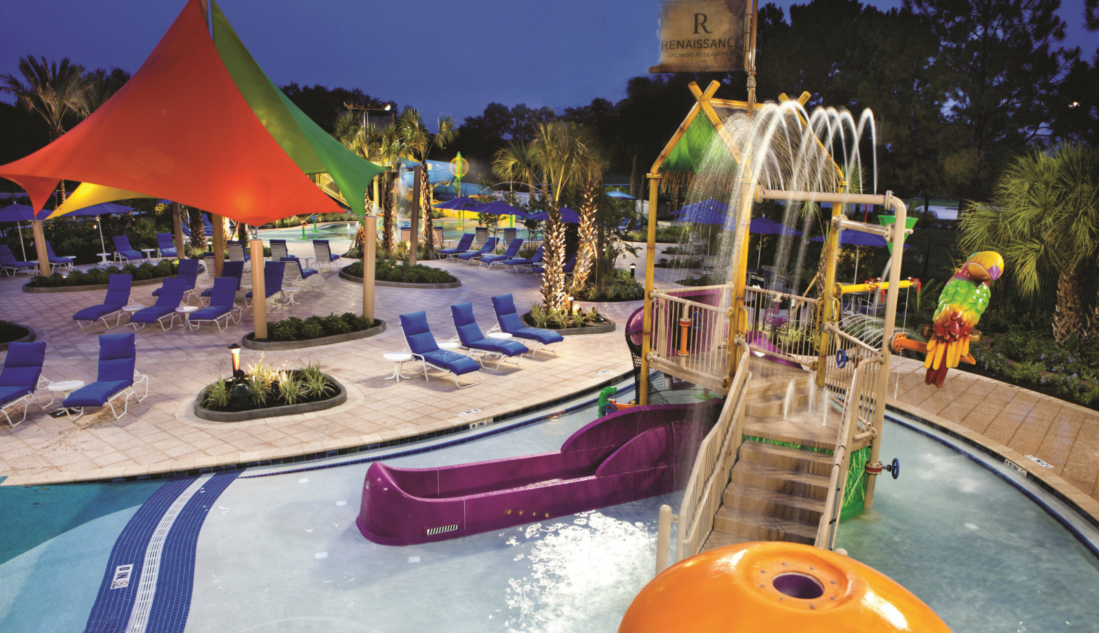 An AquaForms and there are many lounge chairs nearby